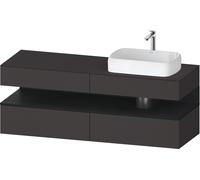 Mueble bajo consola Collection One de Duravit, 2 extraíbles, 2 cajones, recorte a la derecha, 1600x550x600mm, hueco de roble negro, QA4778016800010, Color: Supermatt grafito/con iluminaciÃ³n de nicho