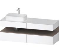 Mueble bajo consola Collection One de Duravit, 2 extraíbles, 2 cajones, recorte a la izquierda, 1600x550x600mm, nicho basalto mate, QA4777043180010, Color: Blanco mate/con iluminaciÃ³n de nicho