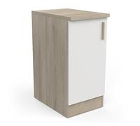 Mueble bajo de Cocina con encimera y 1 Puerta - Cocina Completa «Origan» - Color Roble Claro y Blanco Mate - 44,3 x 60 x 100,6 cm