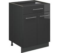 Mueble bajo de cocina Vicco Fame-Line Antracita alto brillo 60 cm con cajón, sin encimera, Model 57137