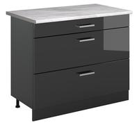 Mueble bajo de cocina Vicco R-Line Antracita alto brillo/Antracita 100 cm encimera Mármol, Model 71546