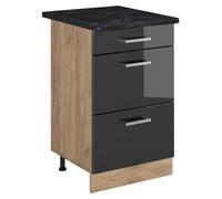 Mueble bajo de cocina Vicco R-Line Antracita alto brillo/Roble dorado 50 cm encimera Antracita, Model 69899