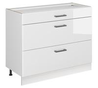 Mueble bajo de cocina Vicco R-Line Blanco alto brillo/Blanco 100 cm sin encimera, Model 71539