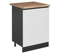 Mueble bajo de cocina Vicco R-Line Blanco/Antracita 60 cm con 1 puerta encimera Roble dorado, Model 72048