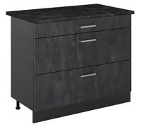 Mueble bajo de cocina Vicco R-Line Hormigón negro/Antracita 100 cm encimera Antracita, Model 71579