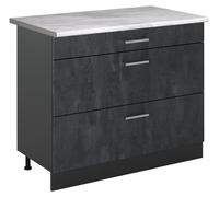 Mueble bajo de cocina Vicco R-Line Hormigón negro/Antracita 100 cm encimera Mármol, Model 71581