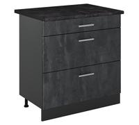 Mueble bajo de cocina Vicco R-Line Hormigón negro/Antracita 80 cm con 3 cajones encimera Antracita, Model 72404