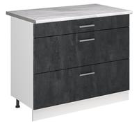 Mueble bajo de cocina Vicco R-Line Hormigón negro/Blanco 100 cm encimera Mármol, Model 71526