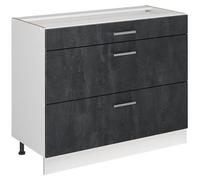 Mueble bajo de cocina Vicco R-Line Hormigón negro/Blanco 100 cm sin encimera, Model 71523