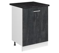 Mueble bajo de cocina Vicco R-Line Hormigón negro/Blanco 60 cm con 1 puerta encimera Antracita, Model 72127