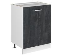 Mueble bajo de cocina Vicco R-Line Hormigón negro/Blanco 60 cm con 1 puerta sin encimera, Model 72126