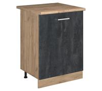 Mueble bajo de cocina Vicco R-Line Hormigón negro/Roble dorado 60 cm con 1 puerta encimera Roble dorado, Model 72192
