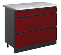 Mueble bajo de cocina Vicco R-Line Rojo/Antracita 100 cm encimera Mármol, Model 71566