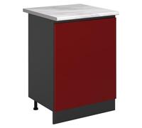 Mueble bajo de cocina Vicco R-Line Rojo/Antracita 60 cm con 1 puerta encimera Mármol, Model 72045