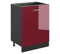 Mueble bajo de cocina Vicco R-Line Rojo de alto brillo/Antracita 60 cm con 1 puerta sin encimera, Model 72058