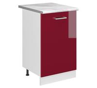 Mueble bajo de cocina Vicco R-Line Rojo de alto brillo/Blanco 50 cm encimera Mármol, Model 70138