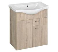 Mueble bajo de la serie Aqualine KERAMIA FRESH, con 1 cajón, dimensiones 60,6 x 74 x 34 cm, acabado en roble platino