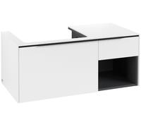 Mueble bajo de lavabo Subway 3.0 de Villeroy & Boch, iluminación LED, 2 extraíbles, lavabo a la izquierda, elemento de estantería abajo a la derecha, 1001x422,5x516mm, C572L1VF, Color: Frontal/carcasa