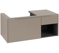 Mueble bajo de lavabo Subway 3.0 de Villeroy & Boch, iluminación LED, 2 extraíbles, lavabo a la izquierda, elemento de estantería abajo a la derecha, 1001x422,5x516mm, C572L0VM, Color: Frontal/carcasa