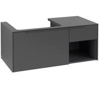 Mueble bajo de lavabo Subway 3.0 de Villeroy & Boch, iluminación LED, 2 extraíbles, lavabo a la izquierda, elemento de estantería abajo a la derecha, 1001x422,5x516mm, C572L2VR, Color: Frente/carcasa:
