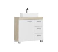 Mueble Bajo Lavabo 30 x 70 x 64 cm Blanco Nube y Beige Natural