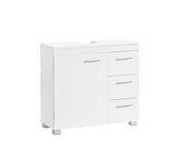 VASAGLE Mueble Bajo Lavabo, Armario de Baño, 3 Cajones, 2 Compartimentos Detrás de la Puerta, con Pies, 30 x 70 x 64 cm, Blanco Nube BBK503W10