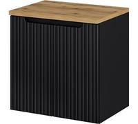 Mueble bajo lavabo con encimera 'Skelbolu', con 2 puertas, dimensiones 60 x 60 x 40 cm, con diseño de líneas verticales, color /aspecto roble