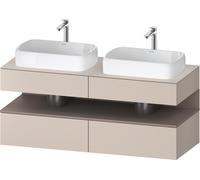 Mueble bajo lavabo consola Collection One de Duravit, 2 extraíbles, 2 cajones, 2 escotaduras, 1400x550x600mm, nicho basalto mate, QA4767043910000, Color: Topo mate