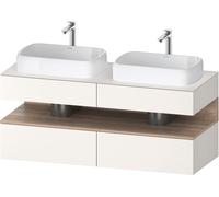Mueble bajo lavabo consola Collection One de Duravit, 2 extraíbles, 2 cajones, 2 recortables, 1400x550x600mm, hornacina de roble jaspeado, QA4767055840010, Color: Supermatt blanco/con iluminaciÃ³n de 