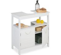 Mueble bajo lavabo de 60x60x30 cm, con 2 puertas, color blanco, con abertura para el sifón