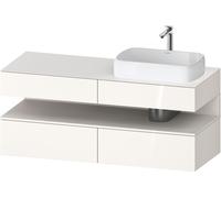 Mueble bajo lavabo Duravit Collection One, 2 extraíbles, 2 cajones, recorte a la derecha, 1400x550x600mm, nicho blanco supermatt, QA4766084220010, Color: Blanco brillo intenso/con iluminaciÃ³n de nich