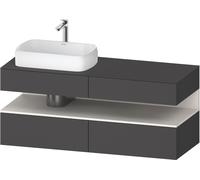 Mueble bajo lavabo Duravit Collection One, 2 extraíbles, 2 cajones, recorte izquierda, 1400x550x600mm, nicho blanco supermatt, QA4765084490010, Color: Grafito mate/con iluminaciÃ³n de nicho