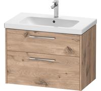 Mueble bajo lavabo Duravit D-Code, 1 extraíble, 1 cajón, 784x460mm, corte sifón, con tirador, DC4672010550000, Color: Carcasa de roble jaspeado, tirador cromado de alto brillo