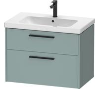 Mueble bajo lavabo Duravit D-Code, 1 extraíble, 1 cajón, 784x460mm, corte sifón, con tirador, DC46720BDHG0000, Color: Cuerpo verde fiordo mate, Mango negro diamante mate