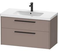 Mueble bajo lavabo Duravit D-Code, 1 extraíble, 1 cajón, 984x460mm, recorte sifónico, con tirador, DC46730BD430000, Color: Cuerpo de basalto mate, mango negro diamante mate