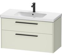 Mueble bajo lavabo Duravit D-Code, 1 extraíble, 1 cajón, 984x460mm, recorte sifónico, con tirador, DC46730BDHH0000, Color: Cuerpo verde pÃ¡lido mate, mango negro diamante mate