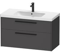 Mueble bajo lavabo Duravit D-Code, 1 extraíble, 1 cajón, 984x460mm, recorte sifónico, con tirador, DC46730BD490000, Color: Cuerpo grafito mate, Mango negro diamante mate