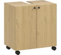 Mueble bajo lavabo para baño, marca Fortuna Lai, con estantería de 3 niveles, ruedas y fabricado en madera