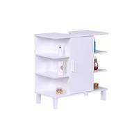 Mueble bajo Lavabo Relaxdays con Puerta y 6 estantes, HBT: 65 x 64 x 31 cm, MDF, Mueble de baño, Blanco