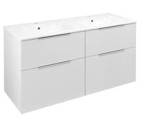 Mueble bajo lavabo Sapho CIRASA con doble lavabo, 121x66x46 cm, blanco brillante