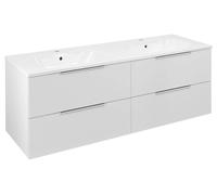 Mueble bajo lavabo Sapho CIRASA con doble lavabo, 141x54x46 cm, blanco brillante