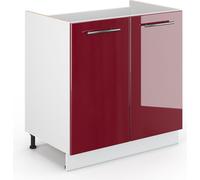 Mueble bajo lavabo Vicco Fame-Line Rojo Burdeos alto brillo 80 x 82 cm sin encimera, Model 43550