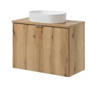Mueble bajo newport con lavabo de cerámica y 2 puertas 80x71x40 cm - efecto roble [en.casa]
