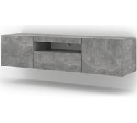 Mueble bajo para televisión Aura, 150 cm. Se puede colgar en la pared o colocar en el suelo. Mueble universal, mueble para televisión, mueble bajo, aparador. Armario suspendido BETON, sin iluminación