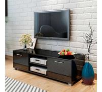 Mueble bajo para TV 2 armarios 2 estantes negro brillo 35x120x40,5 cm Black Wide