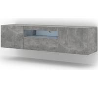 Mueble bajo para TV AURA, 150 cm. Se puede colgar en la pared o colocar en el suelo. Mueble universal, mueble para TV, mueble bajo, aparador. Armario suspendido BETON con iluminación LED
