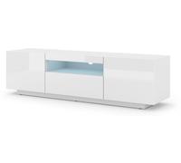 Mueble bajo para TV Aura, 150 cm. Se puede colgar o colocar en el suelo. Mueble universal, mueble bajo para televisión, mueble TV, aparador, mesa de Hi-Fi. Mueble colgante. Blanco brillante, sin LED