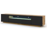 Mueble bajo para TV Aura, 200 cm, para colgar o colocar en el suelo, versátil, mueble auxiliar para televisión, mueble bajo para TV, aparador, mesa de Hi-Fi, mueble colgante (roble artesanal / acabado
