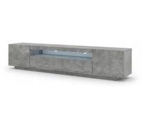 Mueble bajo para TV Aura, 200 cm. Se puede colgar o colocar en el suelo. Mueble universal, mueble bajo para televisión, mueble TV, aparador, mesa de Hi-Fi. Mueble colgante (hormigón sin LED)