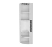 Mueble Bar Esquinero Moderno, con Colgador de Copas y Repisas Abiertas para Sala o Comedor, TUHOME CONCEPT White